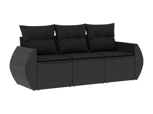 Salon de jardin 3 pièces avec coussins noir résine tressée IUZQ21700