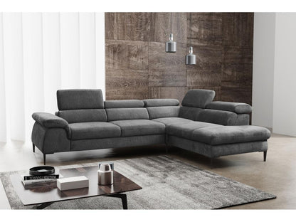 Grand canapé d'angle droit convertible en velours gris anthracite SEPINA de Chezlova GQGC54247