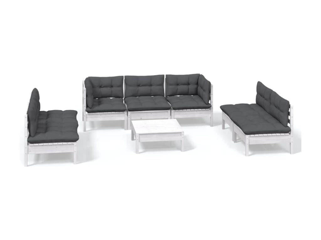 Salon de jardin 8 pièces avec coussins bois de pin massif GSJZ89228