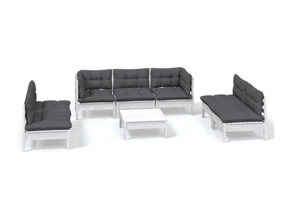 Salon de jardin 8 pièces avec coussins bois de pin massif GSJZ89228