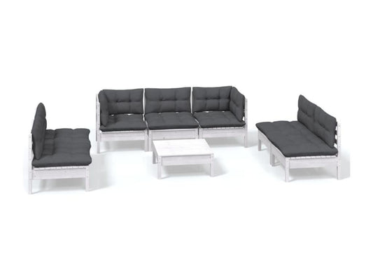Salon de jardin 8 pièces avec coussins bois de pin massif GSJZ89228