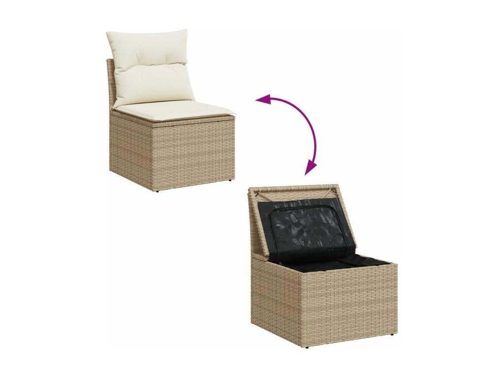 Salon de jardin avec coussins 9 pièces beige résine tressée IZCV42787