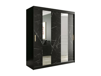 Armoire Artigeo 243 Noir mat - Marbre noir 200x180x62cm Portes d'armoire Glissement CSQZ01012