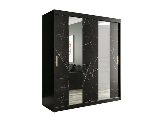 Armoire Artigeo 243 Noir mat - Marbre noir 200x180x62cm Portes d'armoire Glissement CSQZ01012