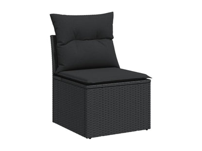 Salon de jardin avec coussins 14 pcs noir résine tressée JCHM68981