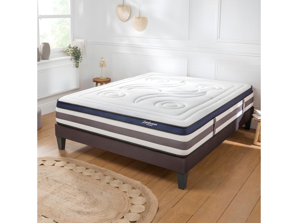 Ensemble Matelas Artigeo Mousse Accueil Mémoire Cocooning 30cm et sommier gris 140x200cm UGIG70552