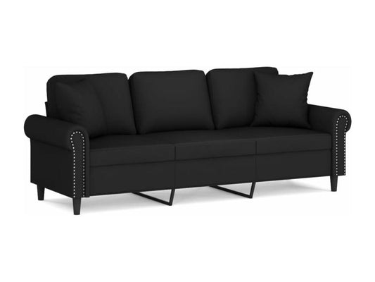 Canapé 3 places avec oreillers décoratifs noir 180 cm velours BHMW85391
