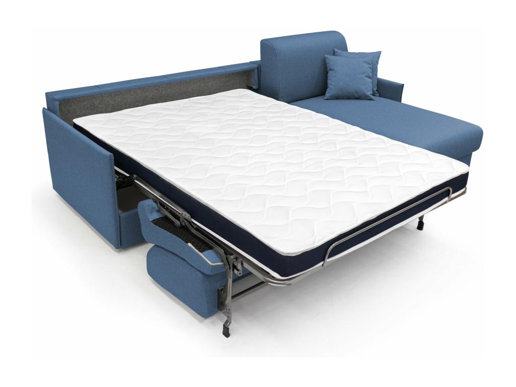 Artigeo Canapé d'angle convertible en tissu mperméable T02 252 cm Gauche mat- 140x197 bleu PDLW73569