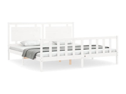 Cadre de lit sans matelas blanc bois de pin massif WIPQ46401