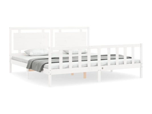 Cadre de lit sans matelas blanc bois de pin massif WIPQ46401
