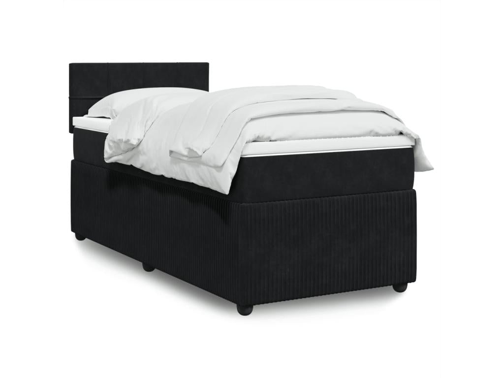 Sommier à Chezlova de lit avec matelas Noir 100x200 cm Velours EDUC48033