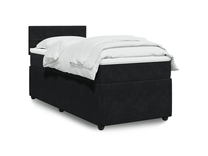 Sommier à Chezlova de lit avec matelas Noir 100x200 cm Velours EDUC48033