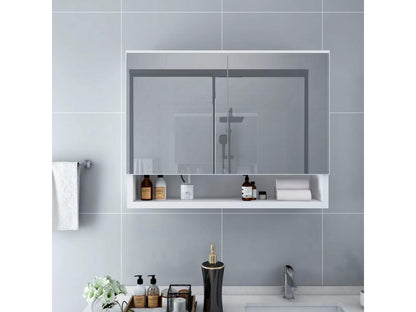 Armoire à miroir de salle de bain LED Blanc 80x15x60 cm MDF NTSS00590