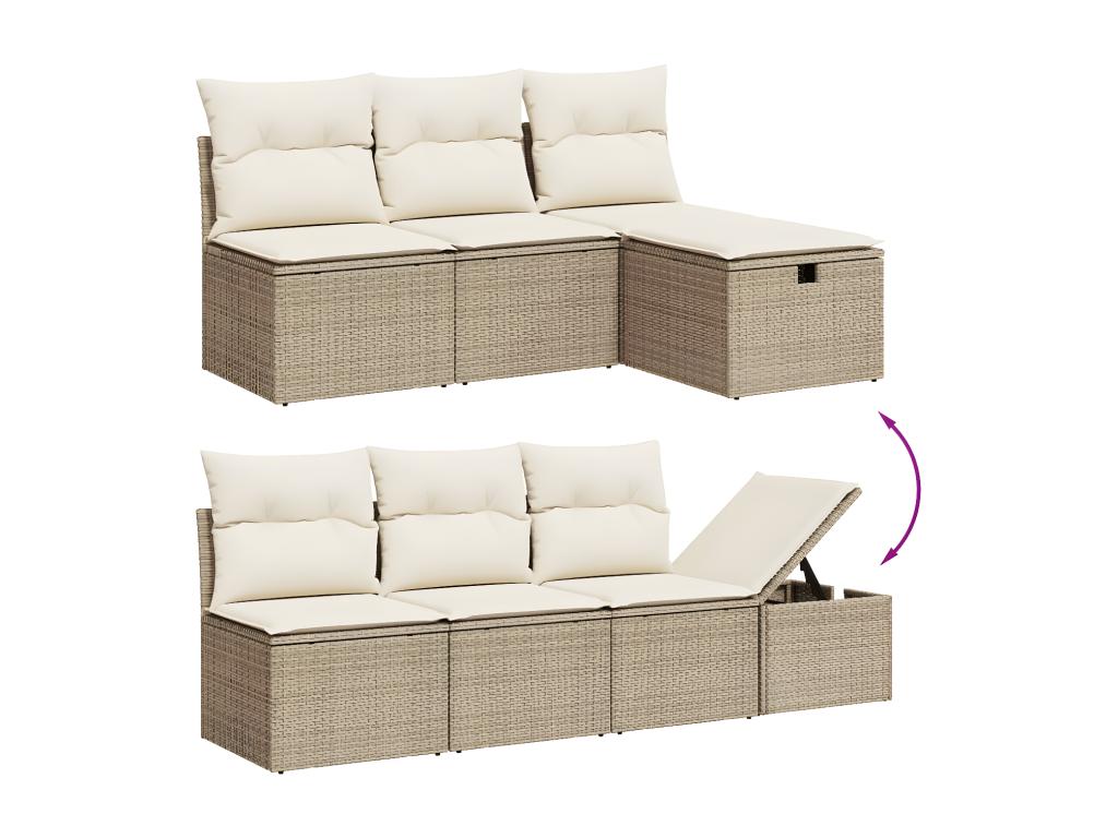 Salon de jardin avec coussins 8 pcs beige résine tressée GVFX71828