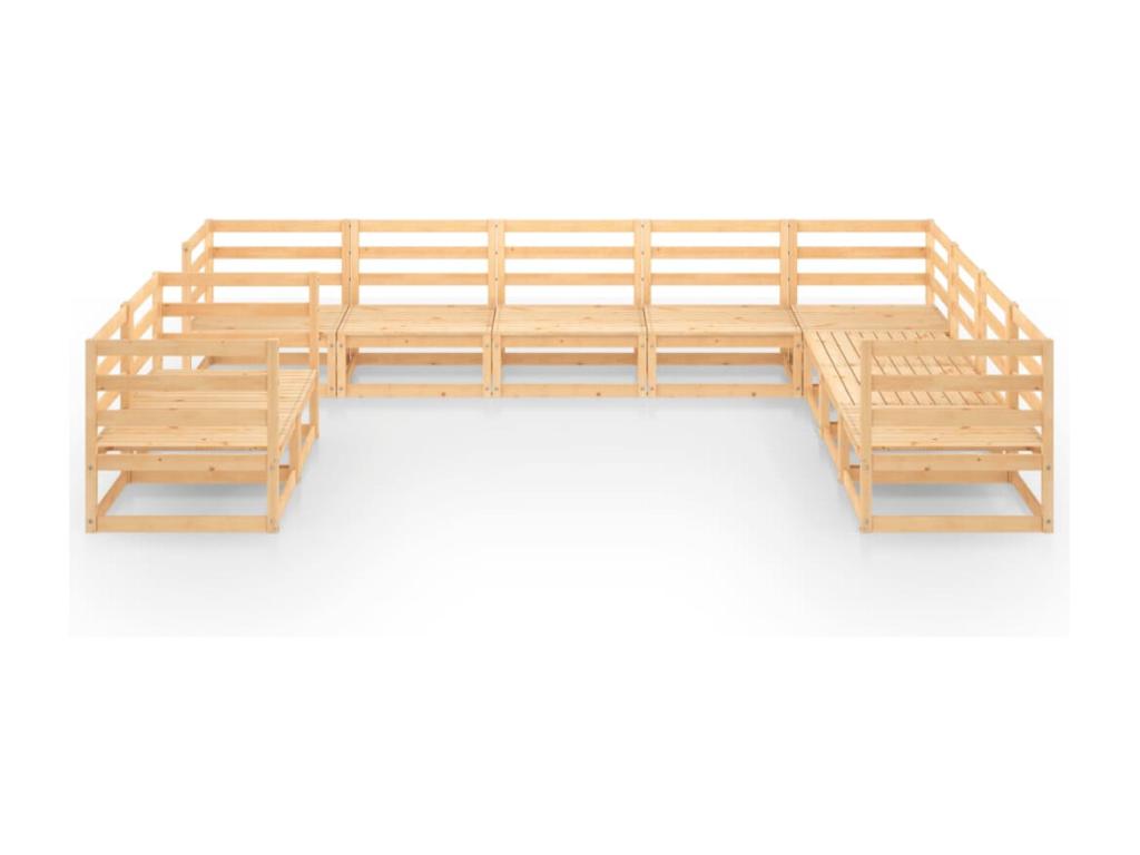 Salon de jardin 10 pcs bois de pin massif NWXJ32351