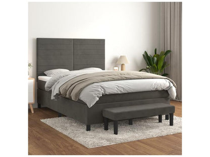Sommier à Artigeo de lit et matelas Gris foncé 140x190 Velours GGIM80181