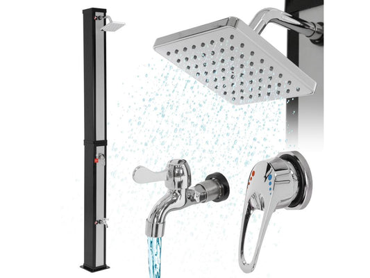 Douche solaire d'extérieur douche à pied et pomme de douche noir/argent 40 L TCUV47823