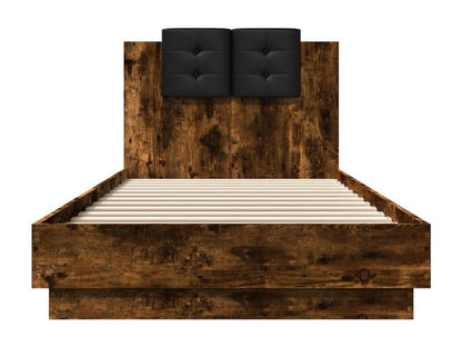 Cadre de lit tête de lit et Artigeoères LED chêne fumé 100x200 cm WWPR80975