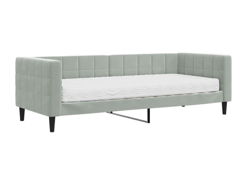Lit de jour avec matelas gris clair 80x200 cm velours OFSP23978