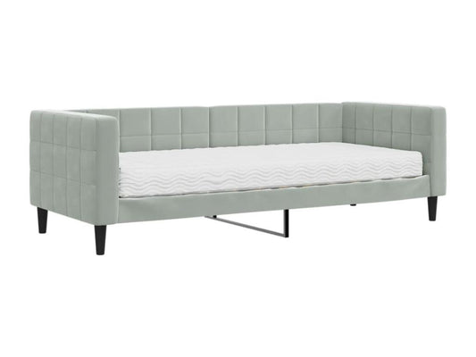 Lit de jour avec matelas gris clair 80x200 cm velours OFSP23978