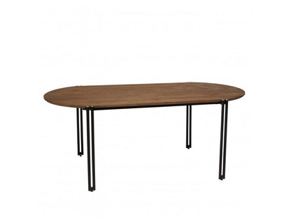 Artigeo - Table à manger ovale 200x105cm plateau bois de teck recyclé JAFT42601