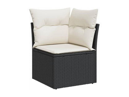 Salon de jardin 8 pcs avec coussins noir résine tressée FMXM33485