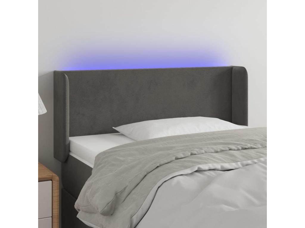 Tête de lit à LED Gris foncé 83x16x78/88 cm Velours WZHN20552
