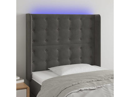 Tête de lit à LED Gris foncé 93x16x118/128 cm Velours TVWB02245