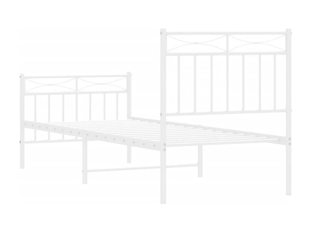 Cadre de lit métal sans matelas avec pied de lit blanc 80x200cm QJBW43122
