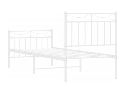 Cadre de lit métal sans matelas avec pied de lit blanc 80x200cm QJBW43122