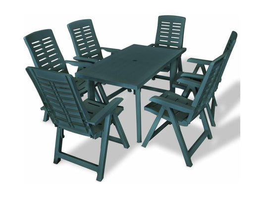 Ensemble à manger d'extérieur 7 pcs Plastique Vert LCKK99231