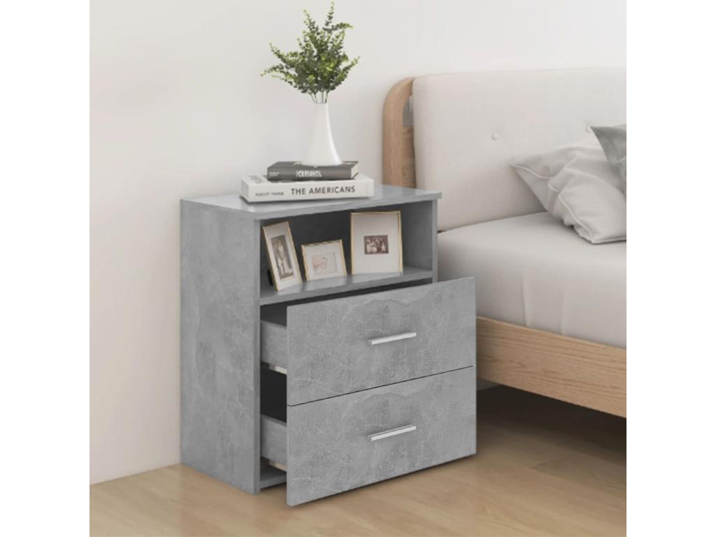 Tables de chevet 2 pièces Gris béton 50x32x60 cm ENLQ77799