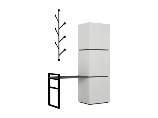 Meuble d'entrée avec Artigeoère murale Artigeo L109cm Bois Blanc et Noir XGJW62144