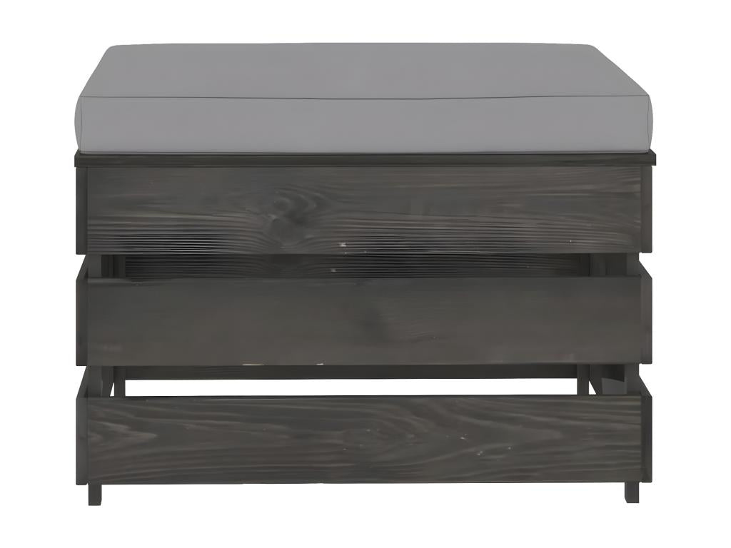 Salon de jardin 3 pièces avec coussins Bois imprégné de gris UMYL12317