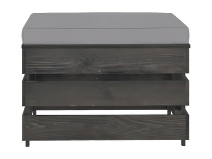 Salon de jardin 3 pièces avec coussins Bois imprégné de gris UMYL12317