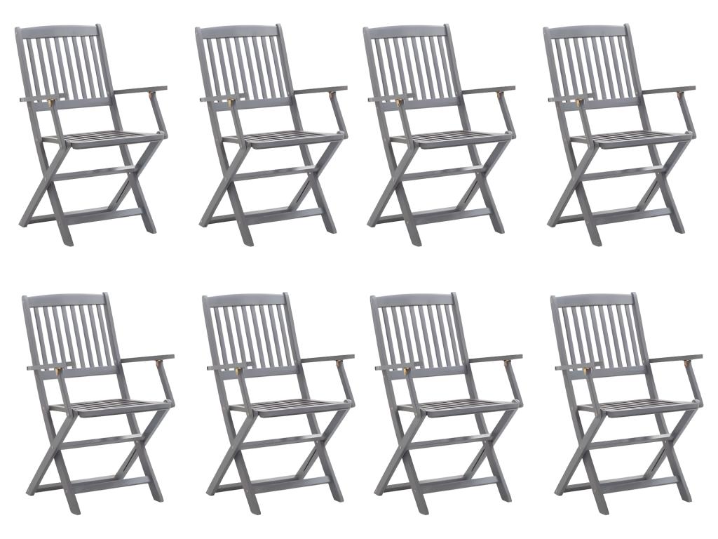 Chaises pliables d'extérieur lot de 8 Bois d'Artigeo solide YVSH93637