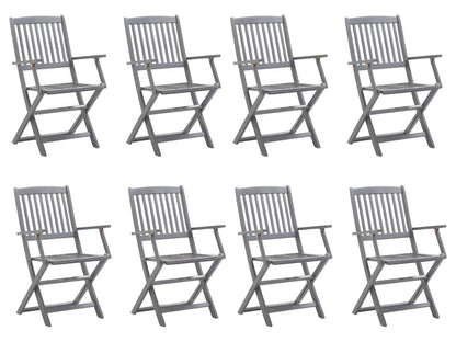 Chaises pliables d'extérieur lot de 8 Bois d'Artigeo solide YVSH93637