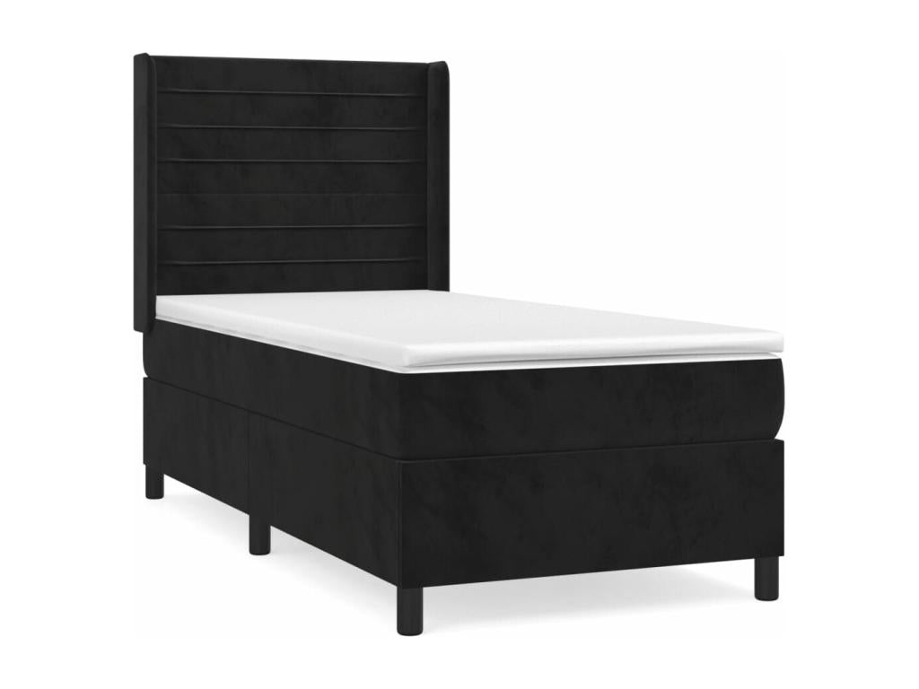 Sommier à Artigeo de lit avec matelas Noir 90x200 Velours TQYW10886