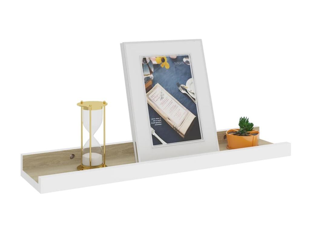 Étagères murales 2 pcs Blanc et chêne Chezlova 40x9x3 BDXY64503