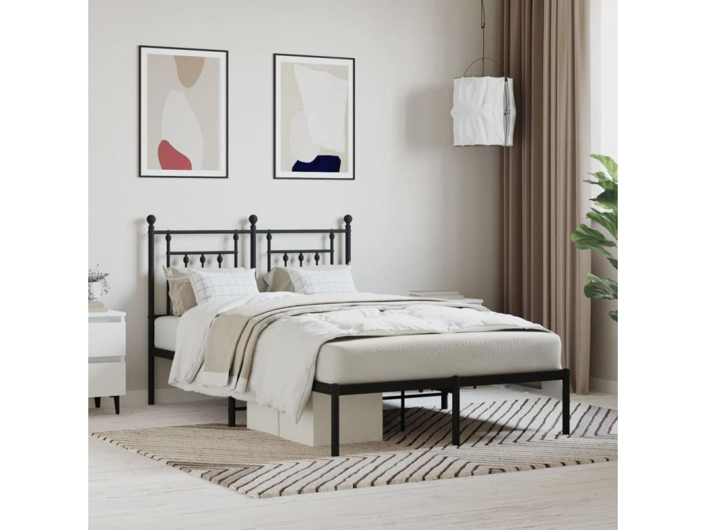 Cadre de lit métal avec tête de lit noir 120x190 OZNM35905
