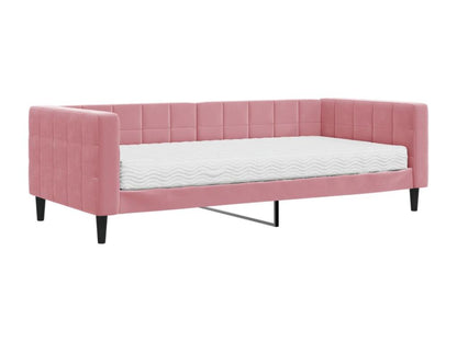 Lit de jour avec matelas rose 90x200 cm velours NIKB93100