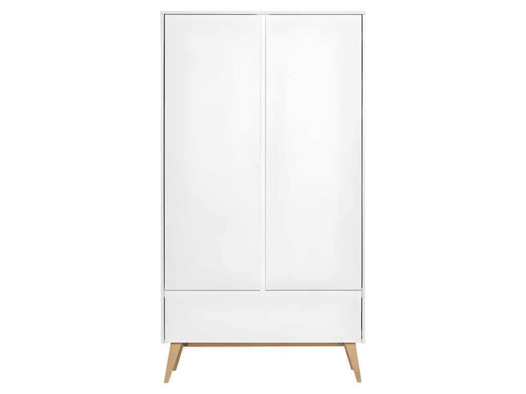 Armoire 2 portes 1 tiroir Swing - Blanc et bois FEWD22761