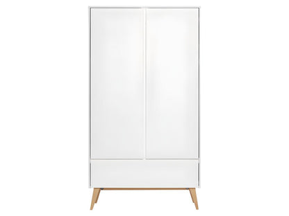 Armoire 2 portes 1 tiroir Swing - Blanc et bois FEWD22761