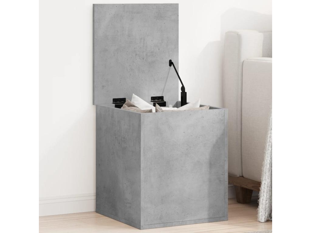 Boîte de rangement gris béton 40x42x46 cm bois d'ingénierie NNEA03338