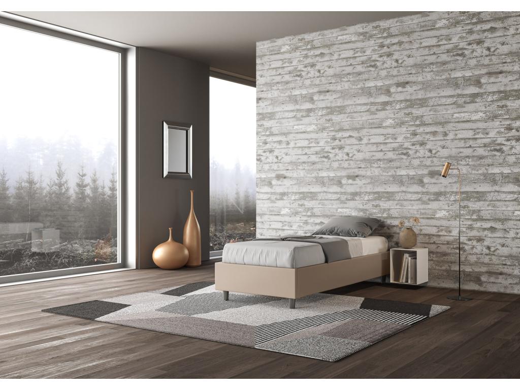 Lit Sommier sans sommier capitonné 80x190 Artigeo simili cuir gris tourterelle CEPG65517