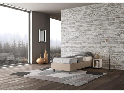 Lit Sommier sans sommier capitonné 80x190 Artigeo simili cuir gris tourterelle CEPG65517