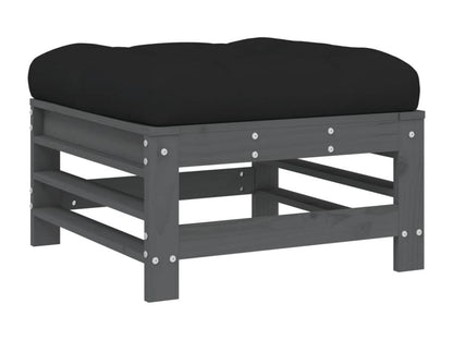 Salon de jardin 6 pcs avec coussins gris bois massif QAVI09278