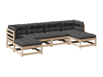 Salon de jardin 6 pcs avec coussins bois de pin massif GFKP18986