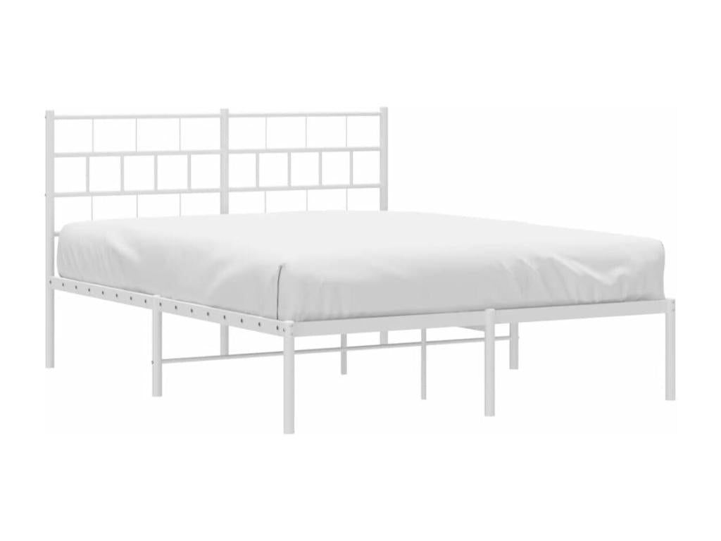 Cadre de lit métal sans matelas et tête de lit blanc 160x200 cm FHOI46363