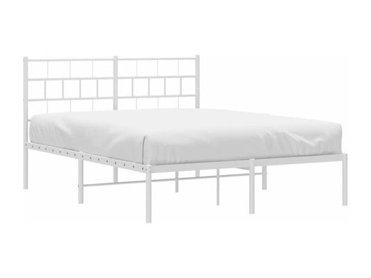 Cadre de lit métal sans matelas et tête de lit blanc 160x200 cm FHOI46363